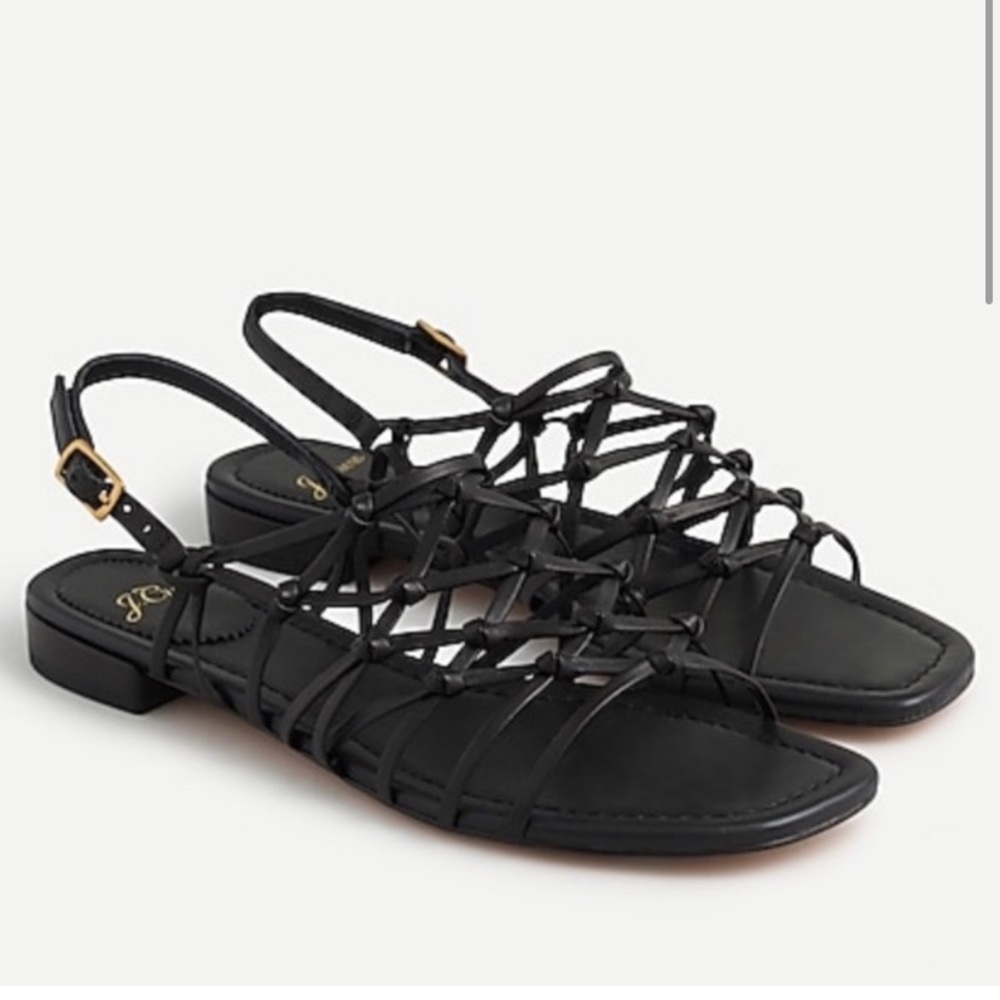 NWT J.Crew Abbie Knotted Flats Leather Black size 7